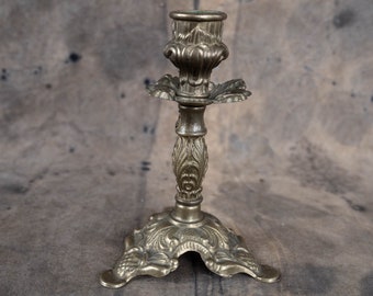 Baroque candlestick Brass flower candle holder Vintage altar candleholder
