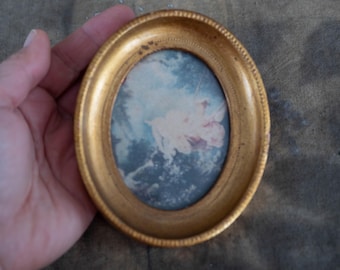 Wall oval gold frame Vintage wooden photo frame Oval picture frame