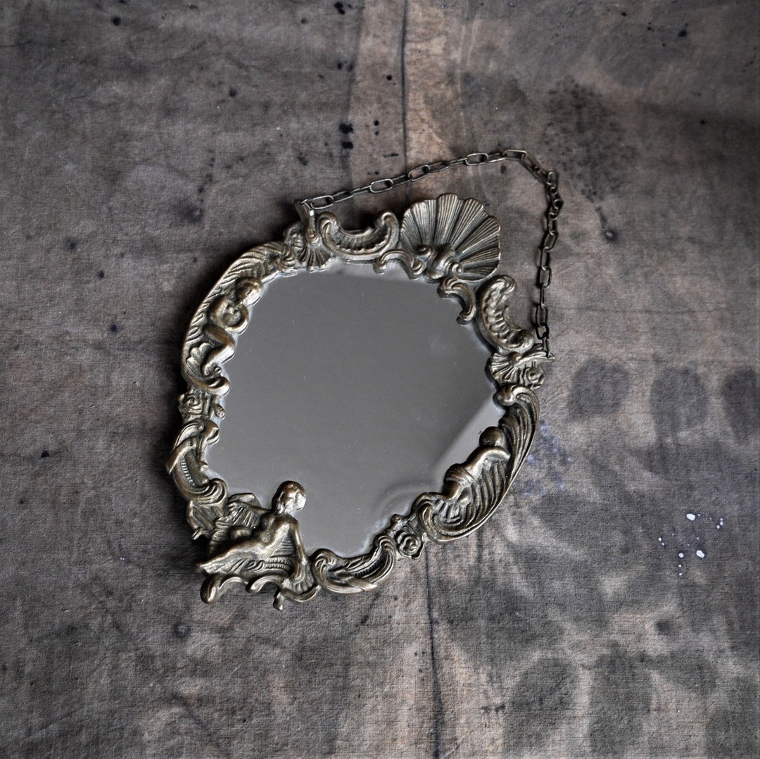 Cherub Wall Mirror Vintage Ornate Brass Mirror Baroque Wall Etsy