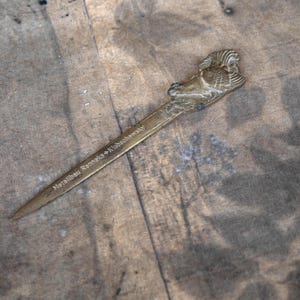 Vintage Brass Athame Letter Opener – Ritual knife with Grouse Handle, Woodland Witchcraft altar tool