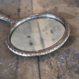 Art deco hand mirror Art nouveau silver handheld mirror