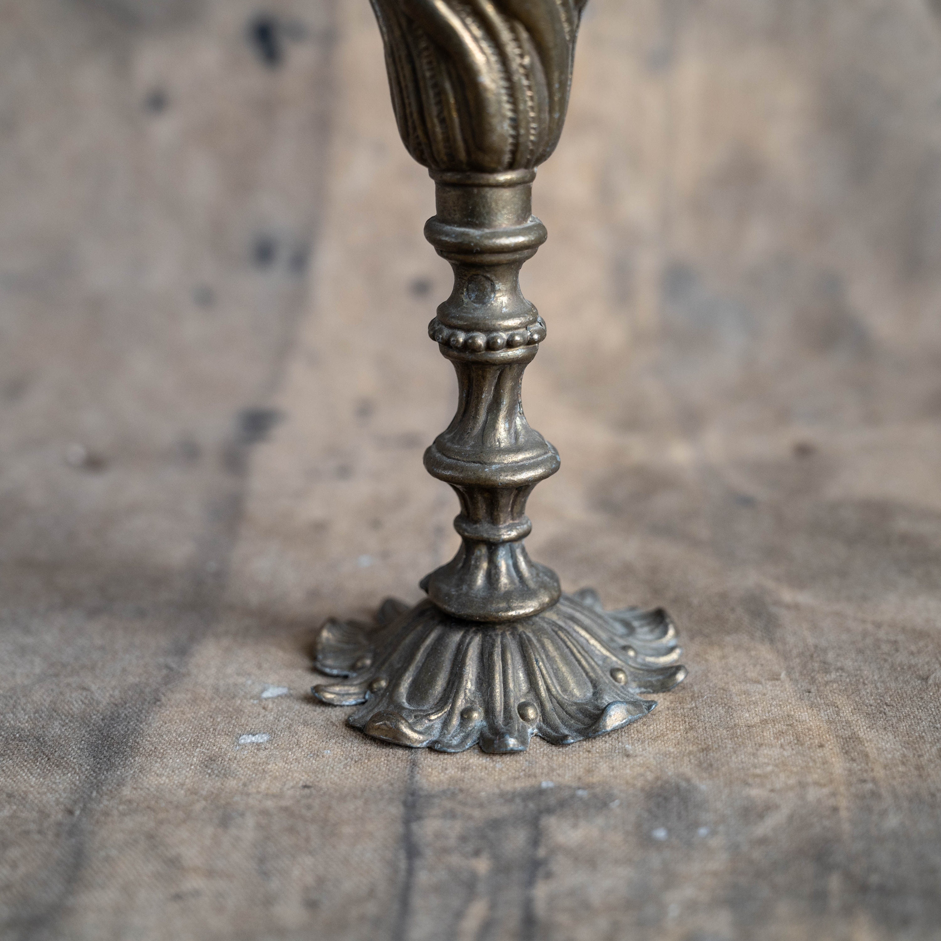 Baroque Candlestick Brass Flower Candle Holder Vintage Altar Etsy