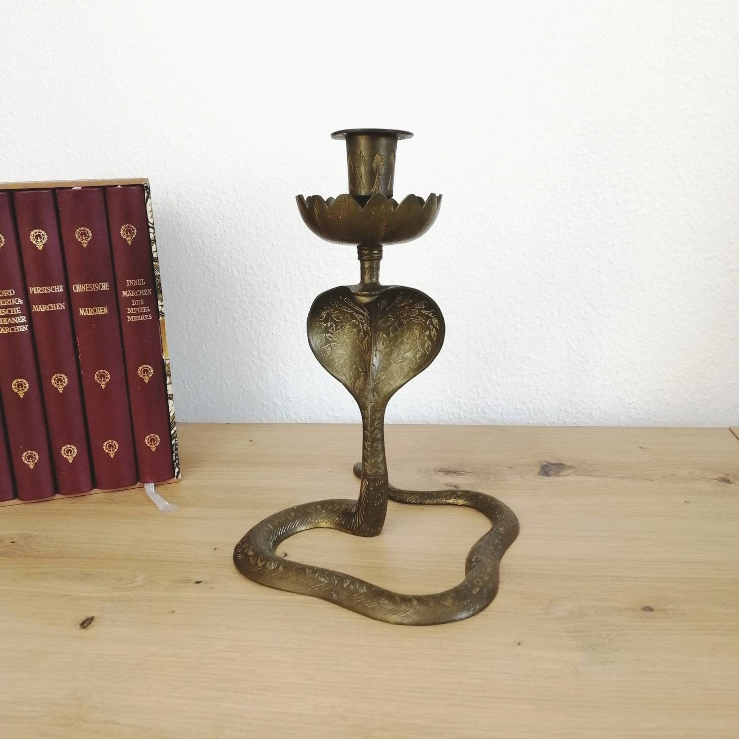 Snake candle holder Vintage brass snake Etsy