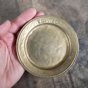 Brass trinket dish Vintage candle plate Pillar canlde saucer Small catchall tray