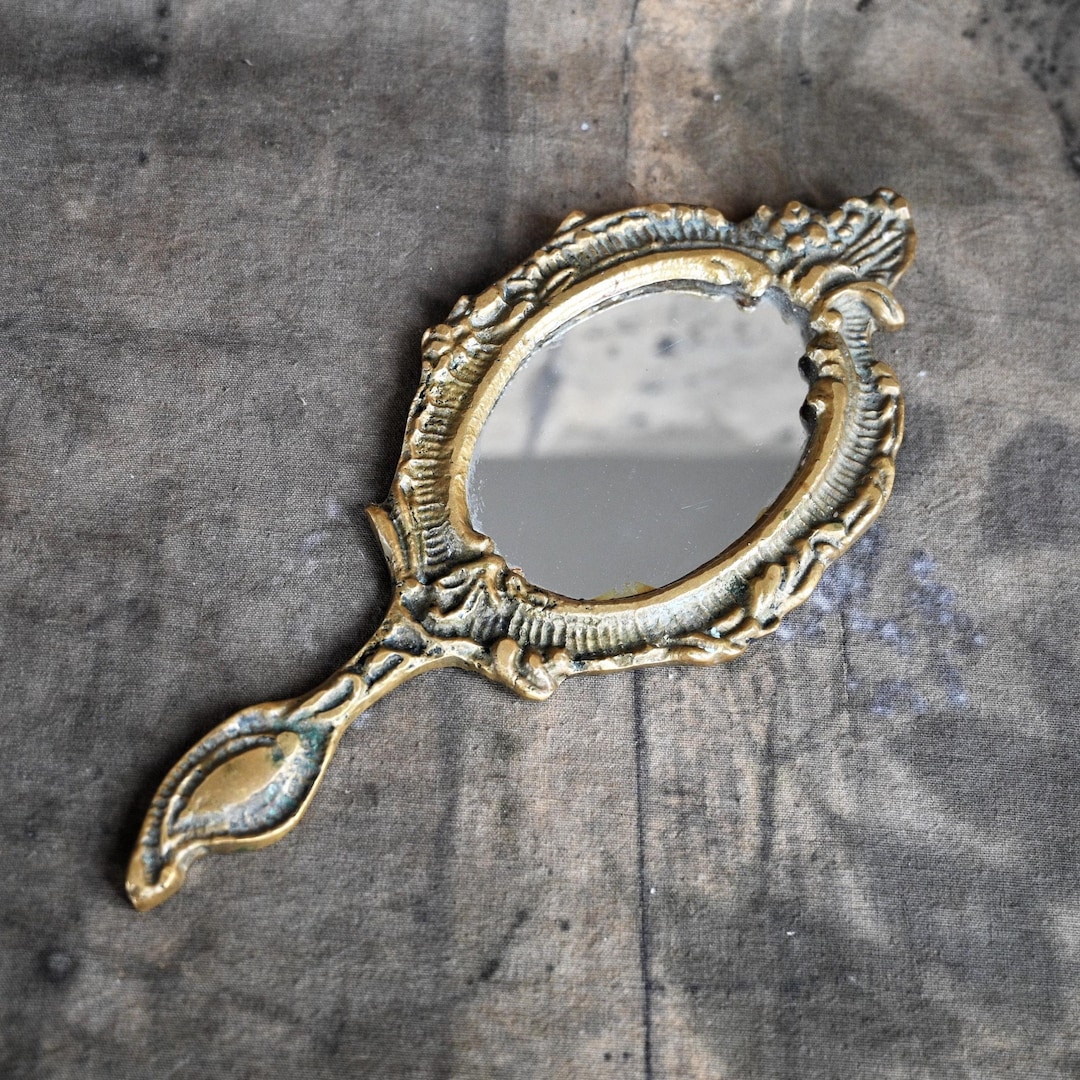 Victorian Hand Mirror With Handle Ornate Handheld Mirror Antique Brass  Vanity Decor - Etsy, image size:1080x1080