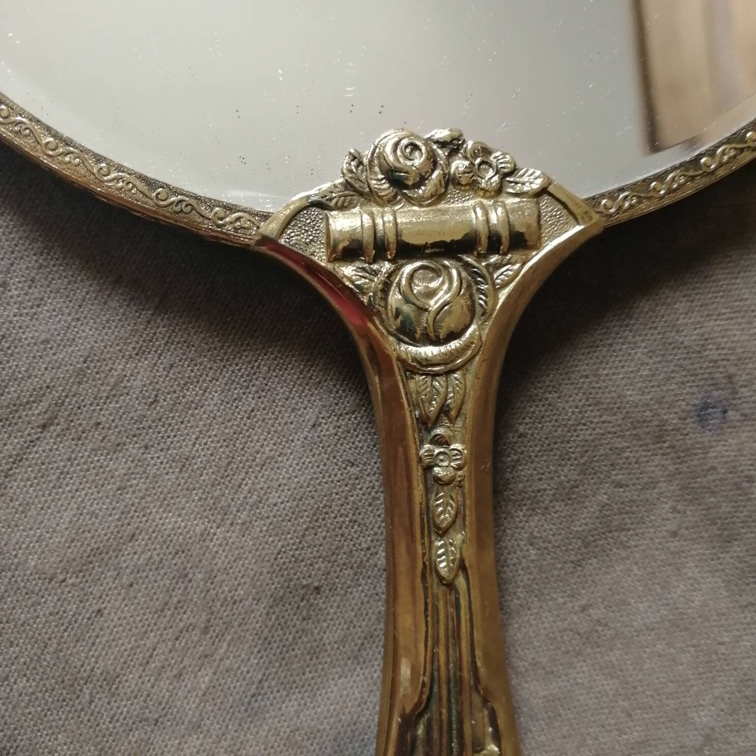 Hand held mirror Antique hand mirror Victorian ornate gold Etsy