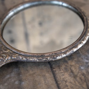 Art deco hand mirror Art nouveau silver handheld mirror