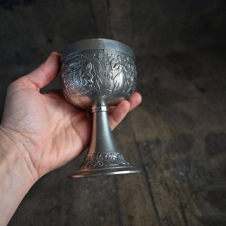Pewter Goblet Altar Chalice Medieval Wedding Cup Etsy