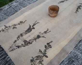 Chemin de thé en lin - Chabu pour la cérémonie du thé du gongfu - Nappe d'autel faite à la main - Tapis de thé teint à la main
