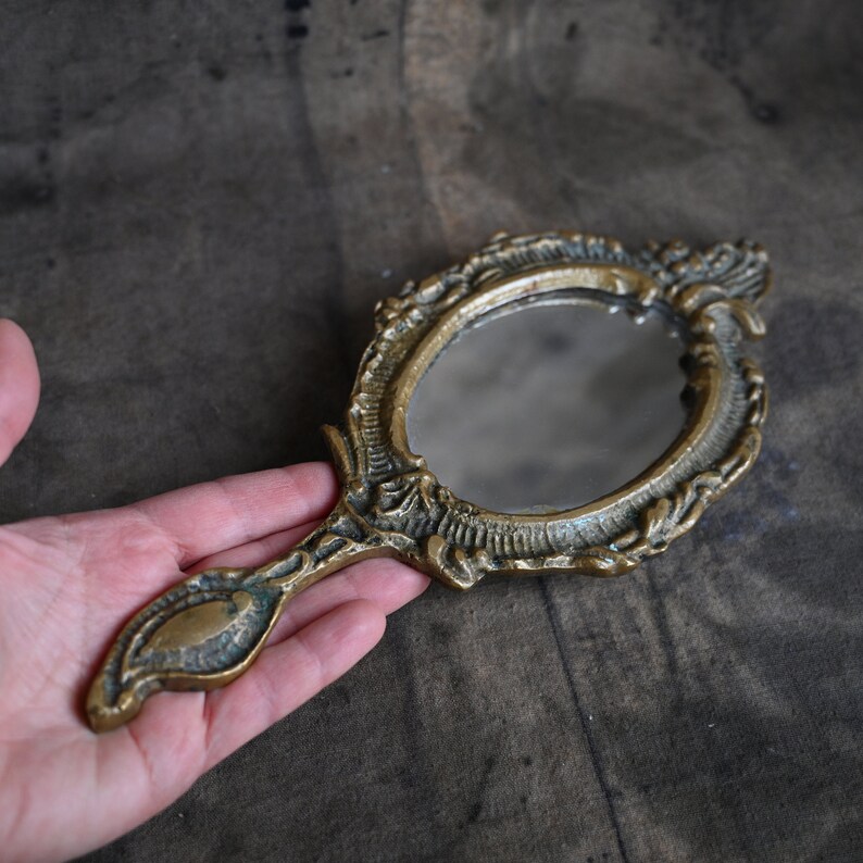 Victorian Hand Mirror With Handle Ornate Handheld Mirror Etsy