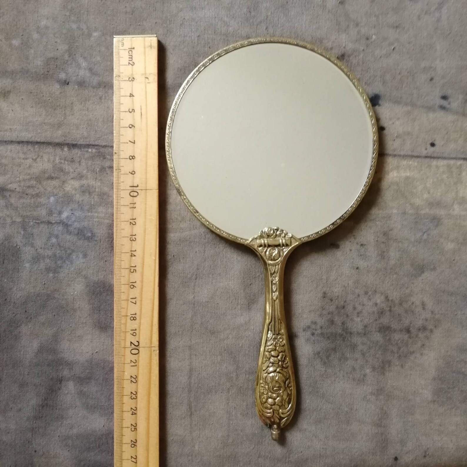 Hand held mirror Antique hand mirror Victorian ornate gold Etsy