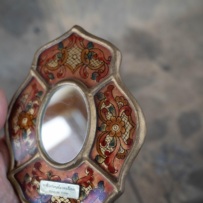 Vintage accent wall mirror Small decorative peruvian mirror Hand painted mirror image 9