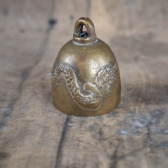 Brass Hand Bell With Snake or Small Bell for Hanging Vintage Altar Decor  Small Meditation Bell 