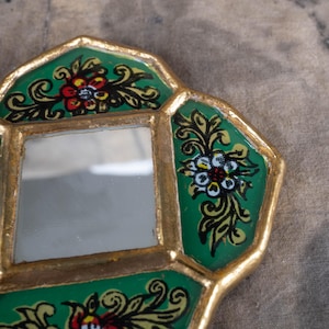 Vintage accent wall mirror Small decorative peruvian mirror Hand painted mirror image 16