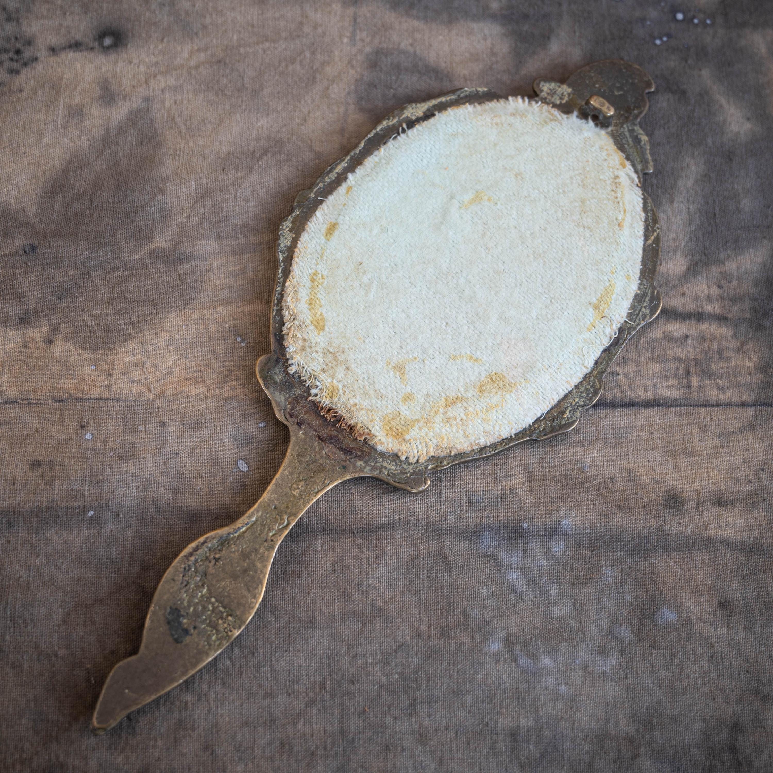 ビクトリア朝のハンドル付き手鏡、装飾的な手持ちミラー、アンティーク