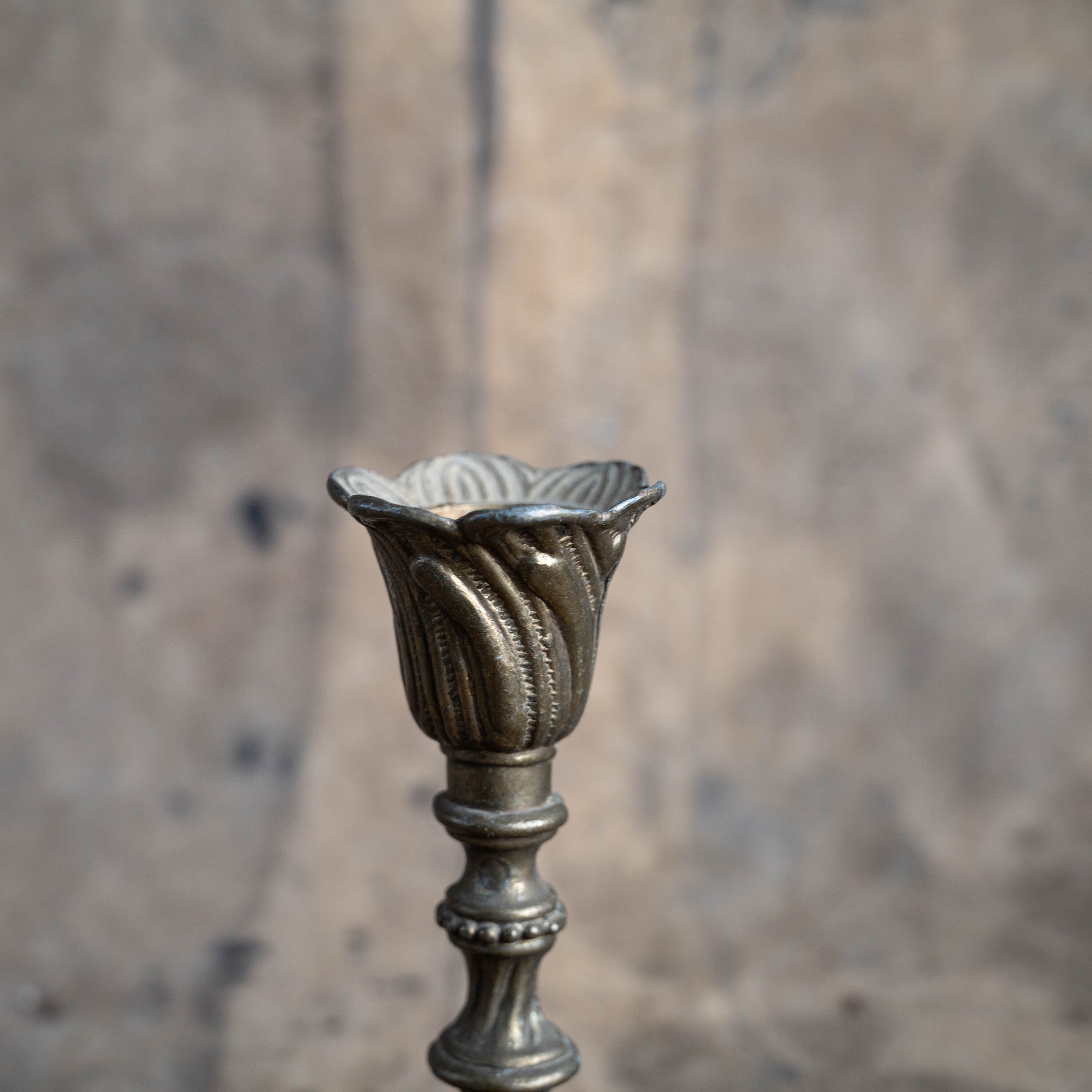 Baroque Candlestick Brass Flower Candle Holder Vintage Altar Etsy