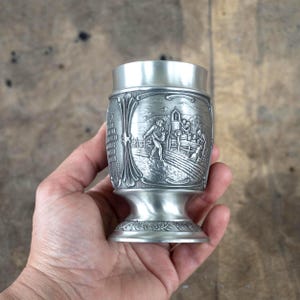 Pewter goblet Altar chalice Medieval wedding cup Ritual cup Gift for witch friend
