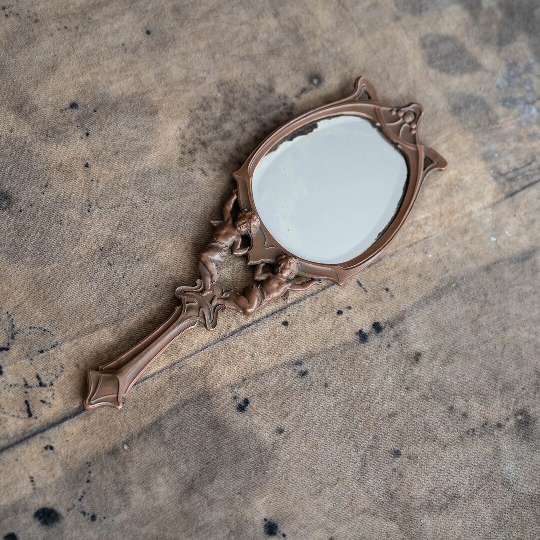 Art Deco Hand Mirror Art Nouveau Handheld Mirror Antique Etsy