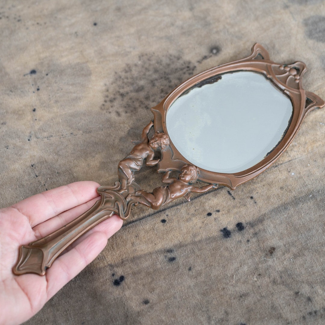 Original Art Nouveau Hand Mirror Art Deco Handheld Mirror Antique ...