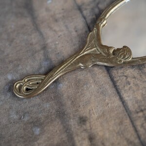 Small hand mirror Vintage gold handheld mirror Vanity makeup decor image 7