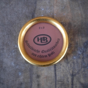 Small gold round picture frame for wall - Vintage circle wood gilded photo frame