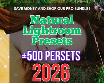 500+ Natural Lightroom Presets Bundle 2026 | 1800+ Mobile & Desktop Presets | Soft Realistic Photo Editing | Digital Download