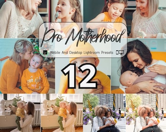 12 Pro Motherhood Lightroom Presets Mobile Desktop Professional Lifestyle Family Filter Clean Light Airy Mommy Blogger iPhone Lightroom 2026