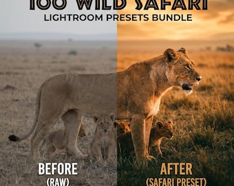 Paquete de 100 ajustes preestablecidos de Safari en Lightroom | Filtros profesionales de vida silvestre y aventura | Tonos terrosos para móvil y escritorio