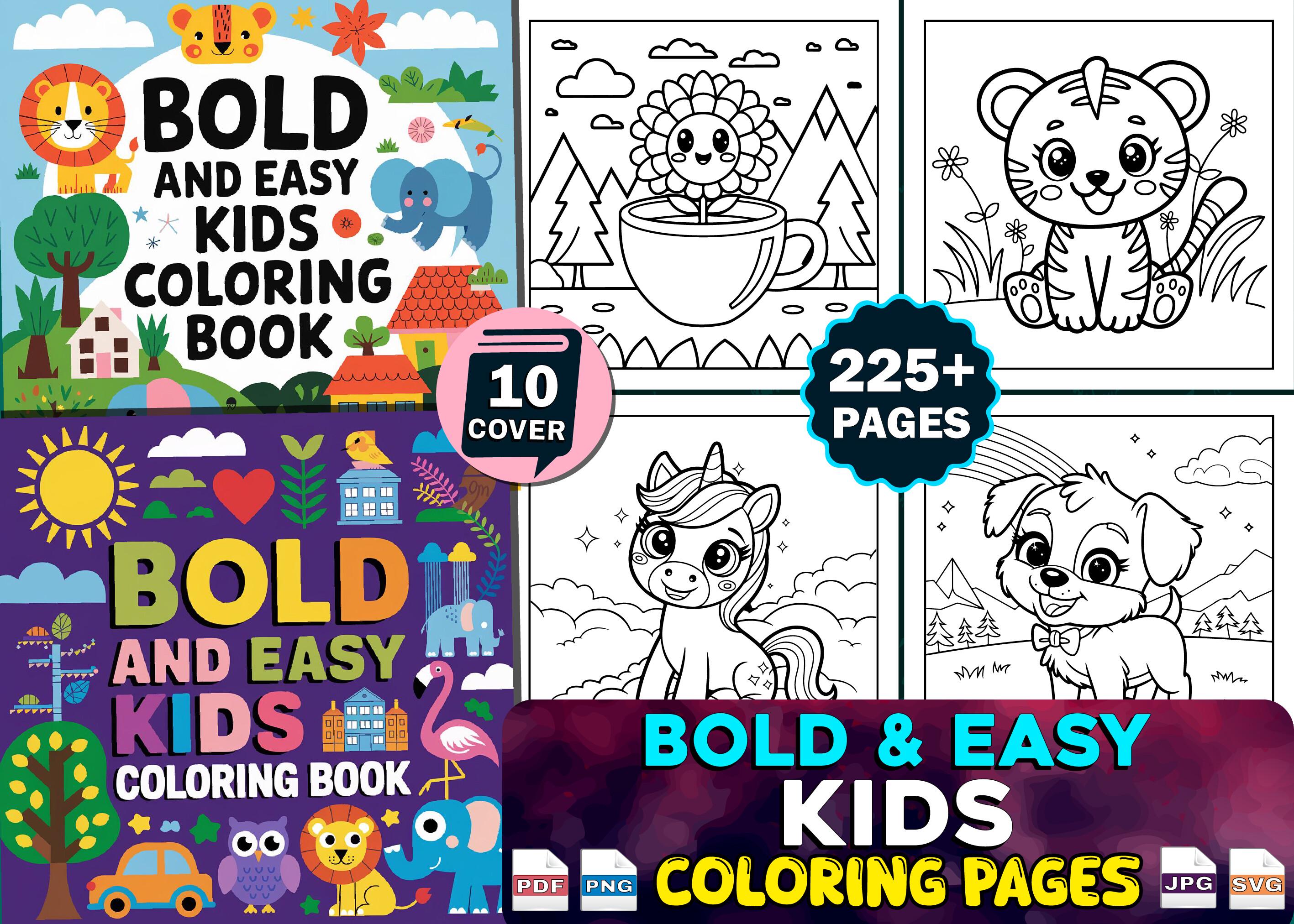 Bold and Easy Coloring Book for Kids & Adults | Fun Printable Coloring ...