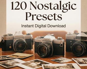 120 + Nostalgic Presets for Lightroom | 120 Vintage Retro Photo Filters | Mobile & Desktop | Film Look Aesthetic | Digital Download 2026