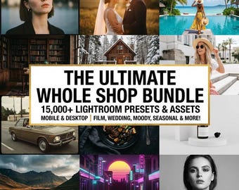 15000+ Lightroom Presets Bundle for Mobile & Desktop | Mega Photography Preset Pack Film, Wedding, Moody, Aesthetic, Kodak, Portrait Travel