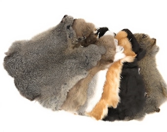Assorted Natural color Rabbit Fur Pelts - Craft Grade 5pk assorted!