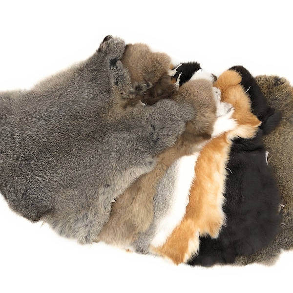 Assorted Natural color Rabbit Fur Pelts - Craft Grade 5pk assorted!