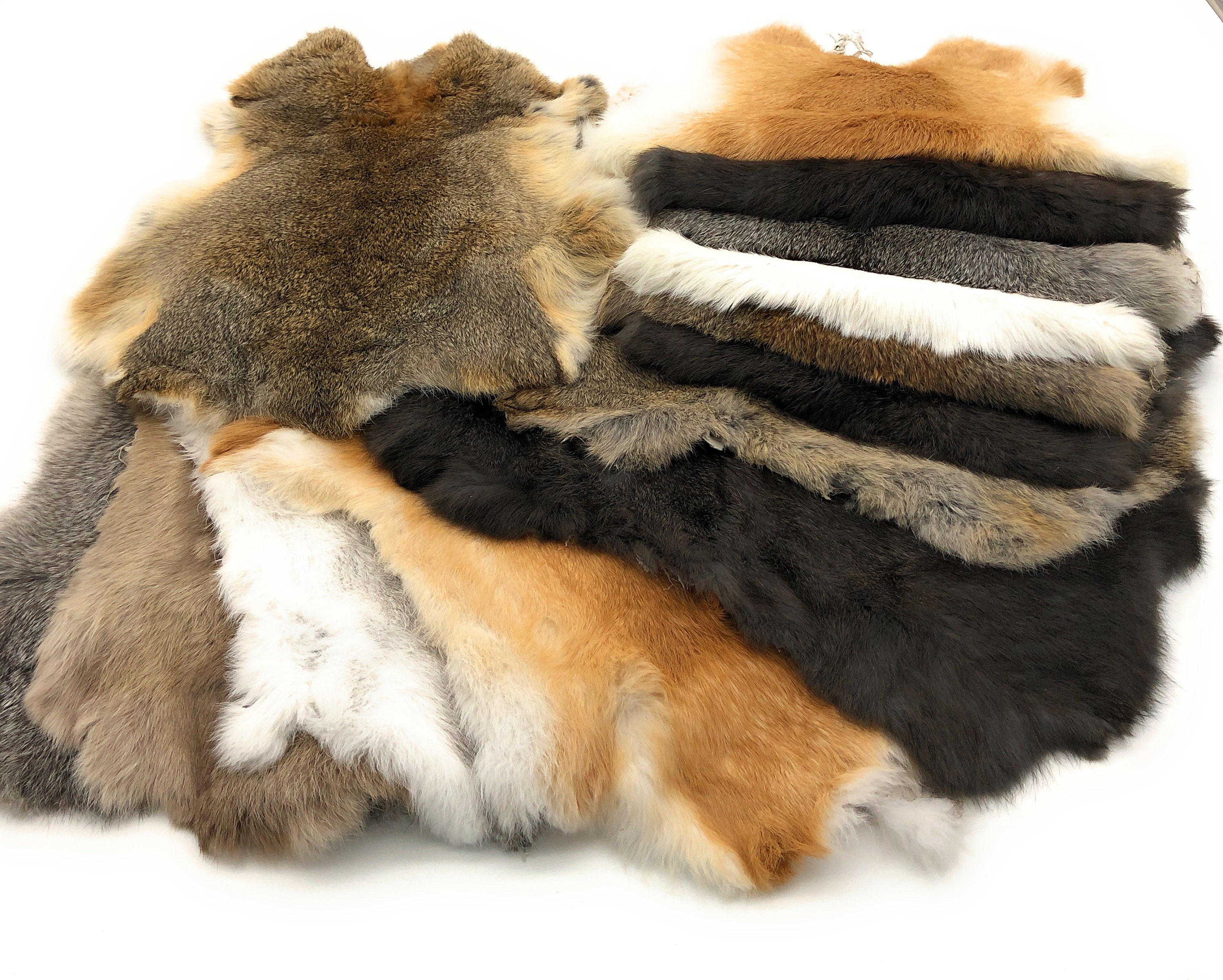 Natural Rabbit Pelts - Grey & White - 4 Hide Lot (rs2) - Mission