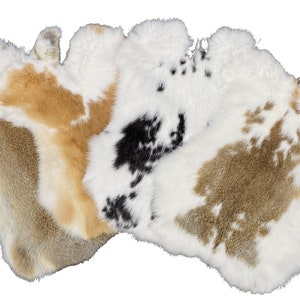 1 Pcs Spotted /Mottled color  Rabbit Fur Pelts - Craft Grade Assorted!