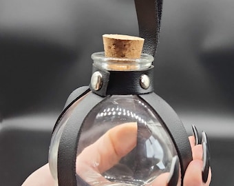 Round Glass Potion Bottle with belt loop for Cosplay Decorative