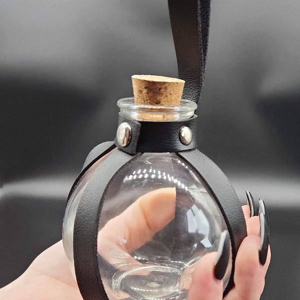 Round Glass Potion Bottle with belt loop for Cosplay Decorative