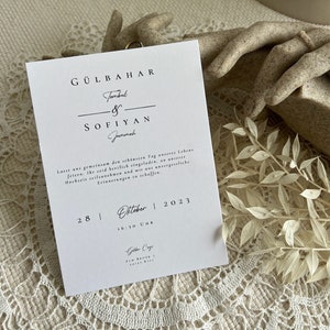Tarjeta de invitación a5 "EKIM" | Invitación de boda | papel hecho a mano | Tarjeta de invitación moderna, minimalista, bellas artes, papelería de boda