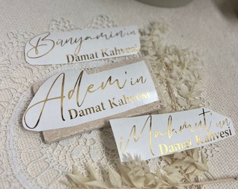 Damat Kahvesi Schriftzug personalisiert aus Vinyl + inkl. Transferfolie