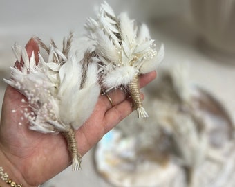 Ansteckblume mit Trockenblumen "PAMPAS" mit Nadel | Hochzeit | Verlobung | Trauung | Civil Wedding | Bräutigam