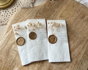 Tears of joy handkerchiefs | decorated with gypsophila | personalized with pattern embossing wedding registry office engagement marriage ceremony