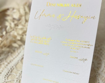 Islamic marriage certificate in gold script | Dini Nikah Akdi in various languages