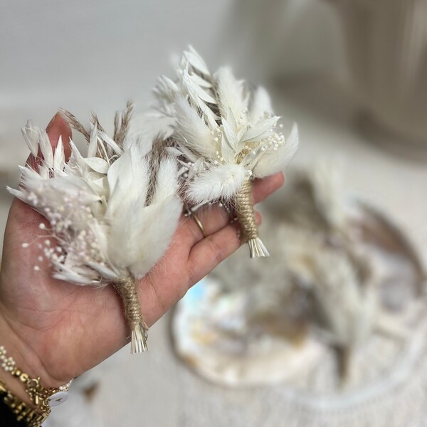 Ansteckblume mit Trockenblumen "PAMPAS" mit Nadel | Hochzeit | Verlobung | Trauung | Civil Wedding | Bräutigam