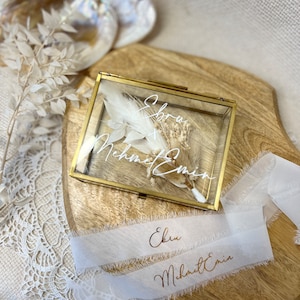 Porta anelli con bouquet di fiori secchi | Scatola per anelli vintage | Vassoio per anelli di fidanzamento