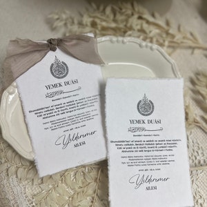 Yemek Duası Tellerkarte a6 personalisiert mit Familienname oder Name | Sofra Duası Ramadan | Ramazan Ev Hediyesi Ramazan Iftar Hediyesi