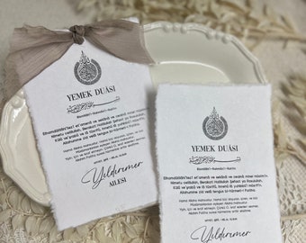 Yemek Duası Tellerkarte a6 personalisiert mit Familienname oder Name | Sofra Duası Ramadan | Ramazan Ev Hediyesi Ramazan Iftar Hediyesi