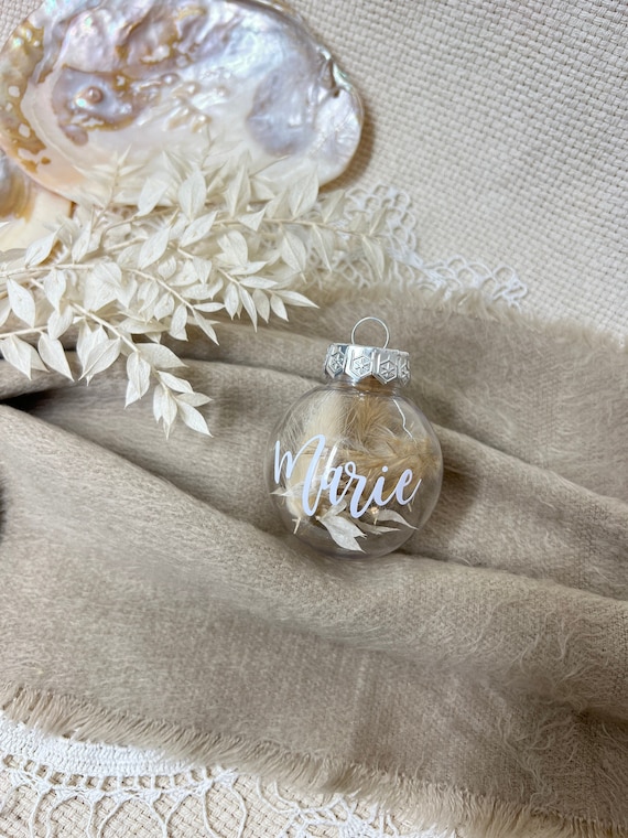Weihnachtskugel personalisiert mit Trockenblumen 6cm oder  8cm +Quaste Christbaumkugel Weihnachten Geschenk Nikolaus Weihnachtsbaum Geschenk