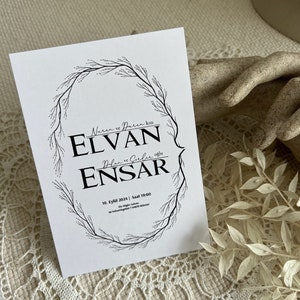 Tarjeta de invitación a5 "TAC" | Invitación de boda | papel hecho a mano | Tarjeta de invitación moderna, minimalista, bellas artes, papelería de boda