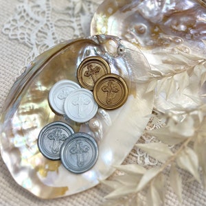 lakzegel | Kruis | - Zelfklevende // zegelstempel voor enveloppen, geschenkverpakkingen, wenskaarten, doop - vormsel - kerk