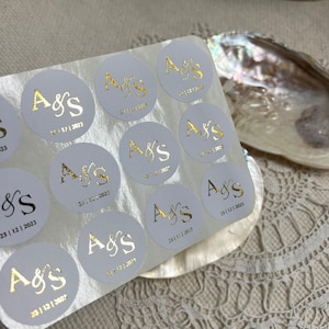 Gepersonaliseerde ronde labels "AND" voor gastgeschenken - GOUD - zelfklevend - JGA doop bruiloft verloving diy huwelijksceremonie